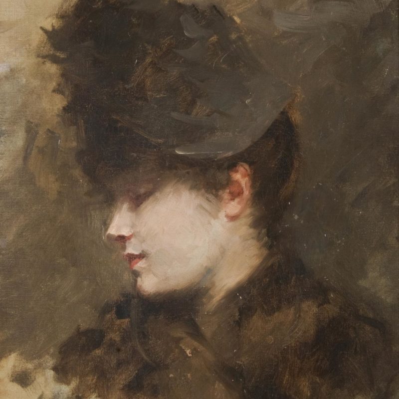 Giuseppe De Nittis - Testa femminile di profilo con cappellino